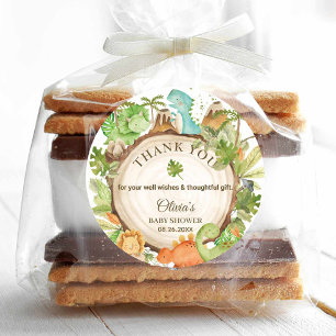 Cute Friendly Dinosaur Baby Shower Birthday Favor Classic Round Sticker