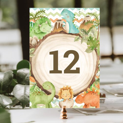 Cute Friendly Dinosaurs Baby Shower 1st Birthday  Table Number
