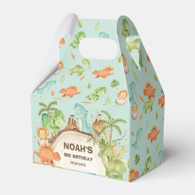 Cute Friendly Dinosaurs Boy Birthday Baby Shower  Favor Boxes (Front Side)