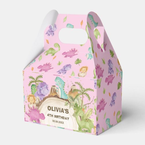 Cute Friendly Dinosaurs Girl Birthday Baby Shower  Favor Boxes