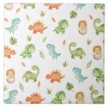 Cute Friendly Dinosaurs Party T-Rex Brontosaurus Ceramic Tile<br><div class="desc">Matching items available in store! (c) The Happy Cat Studio.</div>