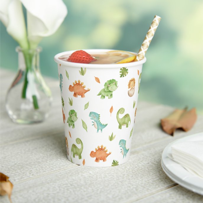 Cute Friendly Dinosaurs Party T-Rex Brontosaurus Paper Cups