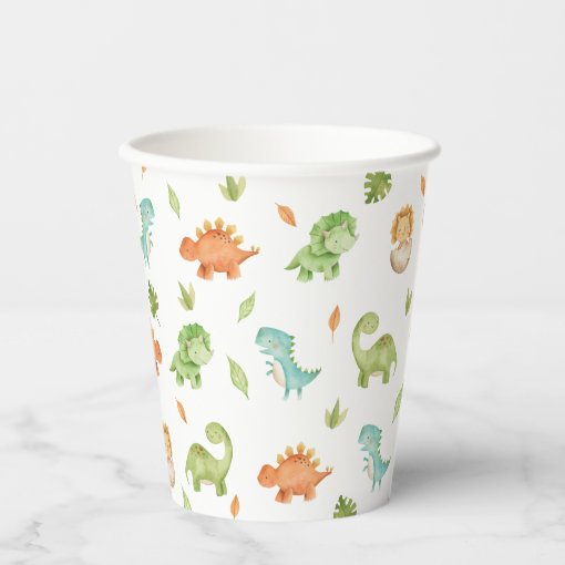 Cute Friendly Dinosaurs Party T-Rex Brontosaurus Paper Cups | Zazzle