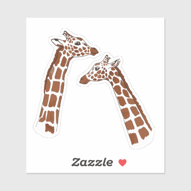 Cute Friendly Giraffes Animal Watercolour Sticker (Sheet)