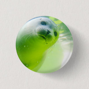 Cute Friendly Seal Underwater Button