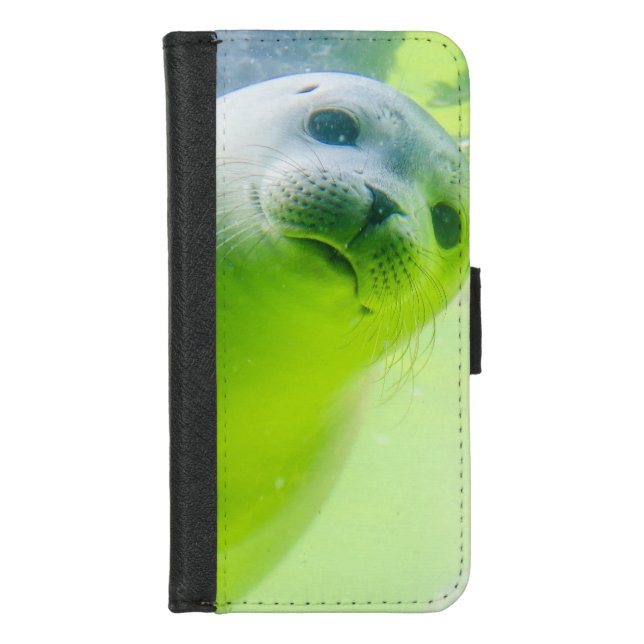 Cute Friendly Seal Underwater iPhone Wallet Case (Front)