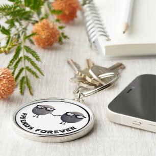 Cute Friends Forever Metal Silver Round Keychain