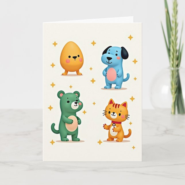 Cute Friends Greeting Card (Front)