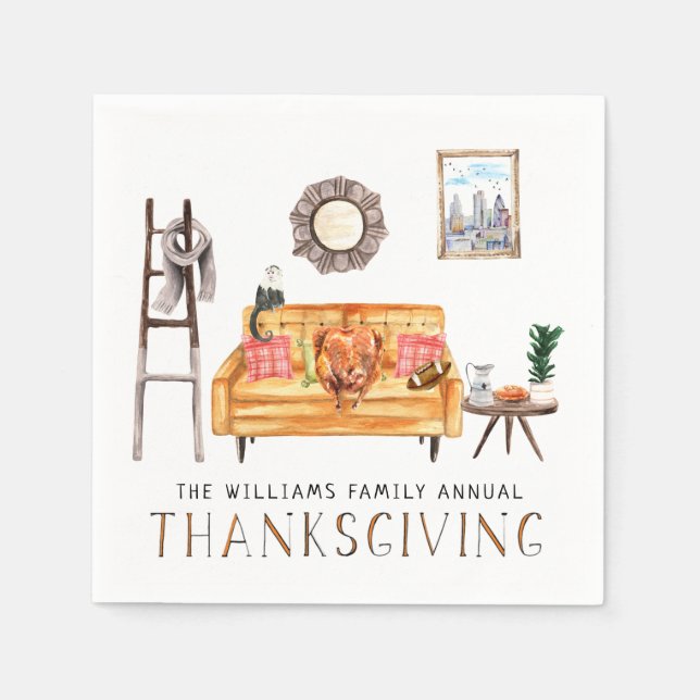 Cute Friendsgiving Thanksgiving Dinner Party Napkins (Front)