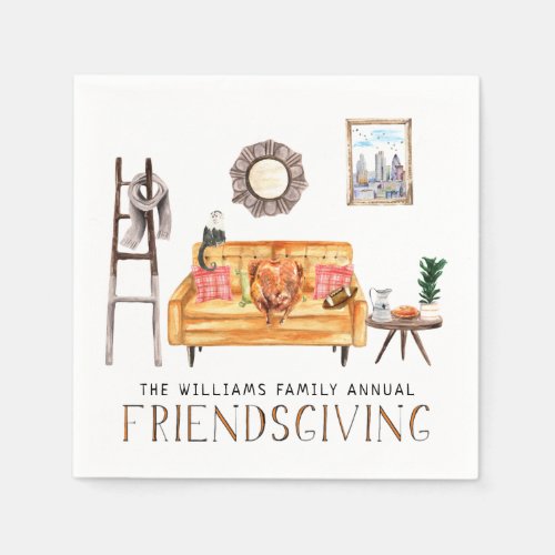 Cute Friendsgiving Thanksgiving Dinner Party Napkins