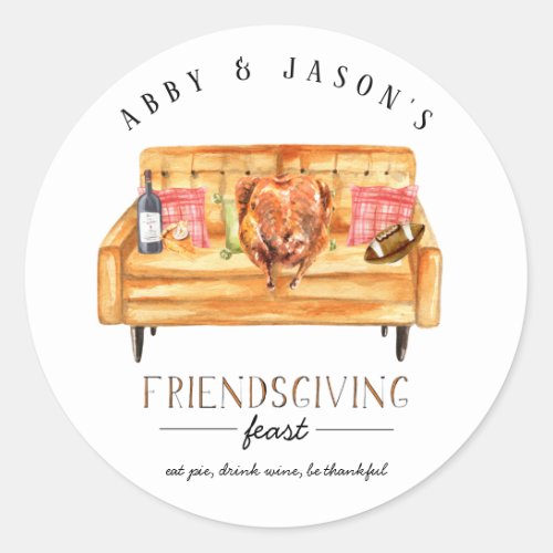 Cute Friendsgiving Thanksgiving Dinner Thank You Classic Round Sticker