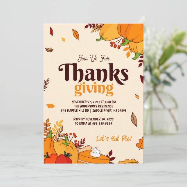 Cute Friendsgiving Thanksgiving Personalized Invitation (Standing Front)