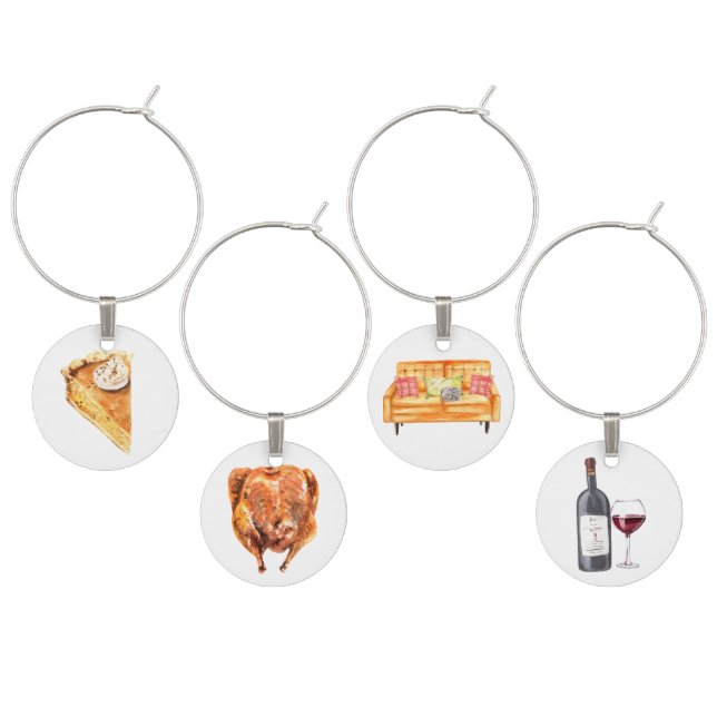 Cute Friendsgiving Thanksgiving Wine Charms (Staggered)
