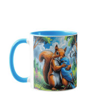 Cute Friendship Between Squirrel and Bluebird