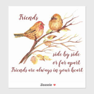 Cute Friendship Birds & Quote Sticker