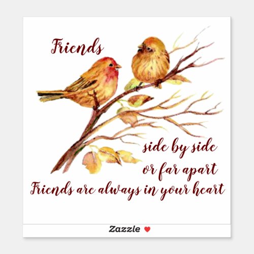 Cute Friendship Birds  Quote Sticker