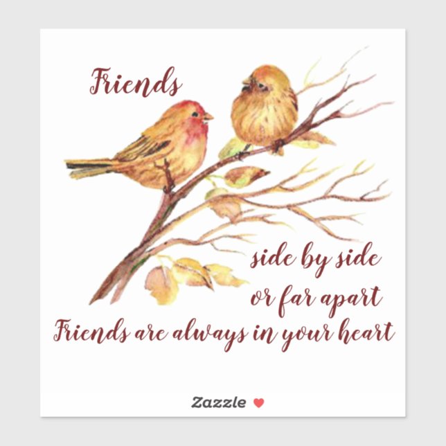 Cute Friendship Birds & Quote Sticker (Sheet)