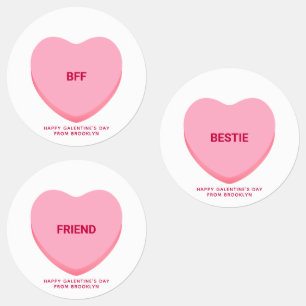 Cute friendship Galentine's Day candy hearts Labels