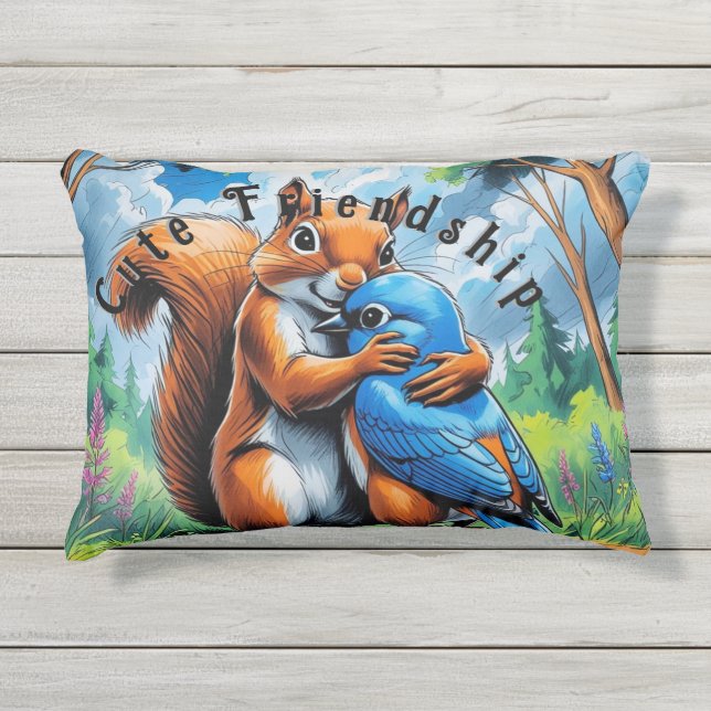 Cute Friendship Outdoor Pillow (Front)