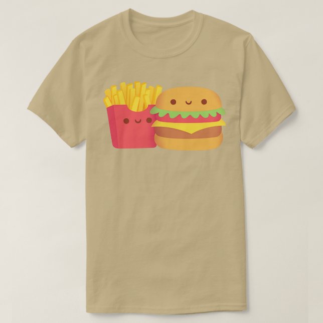 Cute Fries and Buger T-Shirt (Design Front)