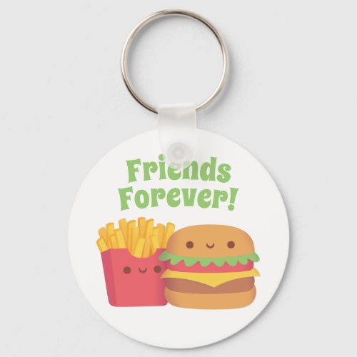 Cute Fries and Burger Friends Forever keychain