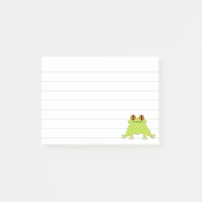 Cute Frog 3 x 4 Lined Custom Post-it Notes (Front)