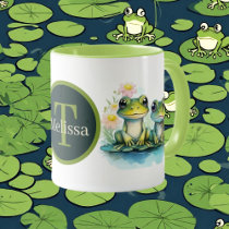 cute frog add monogram  mug