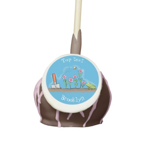 Cute frog and bee in garden cartoon illustration cake pops