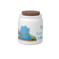Cute frog and bee in garden cartoon illustration candy jar