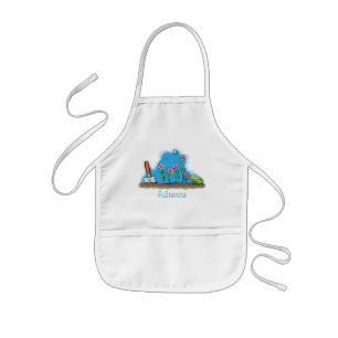 Cute frog and bee in garden cartoon illustration kids' apron