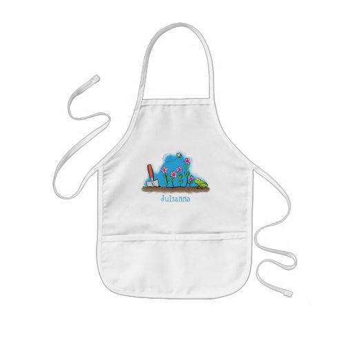 Cute frog and bee in garden cartoon illustration kids apron
