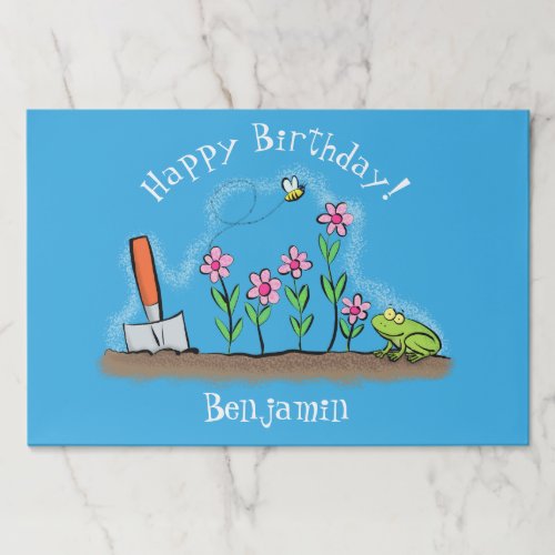 Cute frog and bee in garden cartoon illustration paper pad