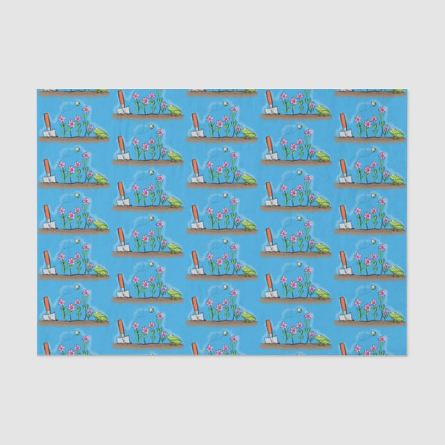 Cute frog and bee in garden cartoon illustration tissue paper (Front)