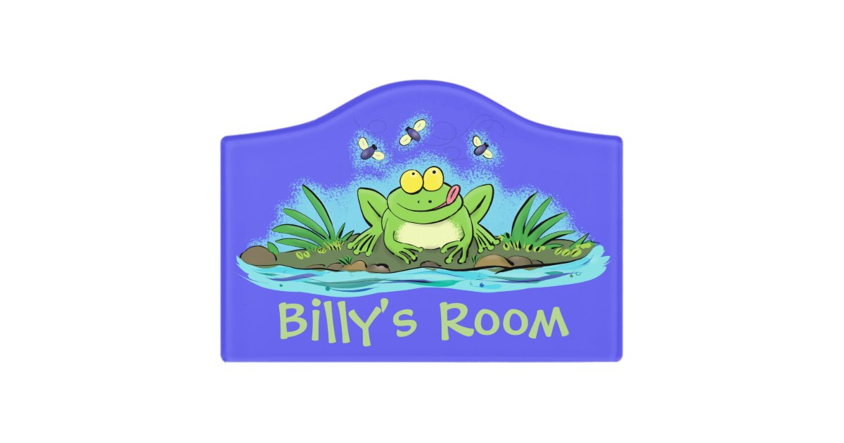 Cute Frog And Flies Cartoon Door Sign Zazzle Com