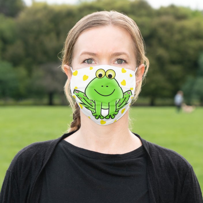 Download Cute Frog And Hearts Adult Cloth Face Mask Zazzle Com Yellowimages Mockups