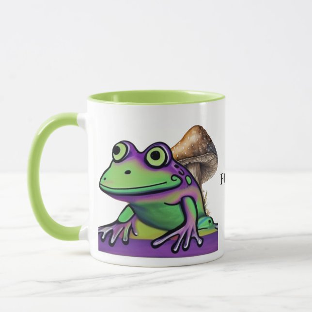 Cute frog and mushroom. Editable name Mug (Left)