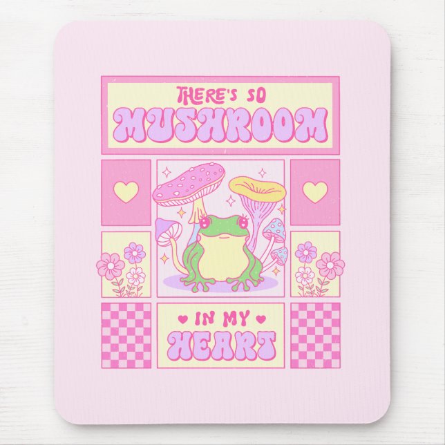Cute Frog and Mushroom - Funny Romantic Mouse Pad (Front)