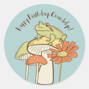 Cute Frog and Mushrooms Cottagecore Personalized Classic Round Sticker