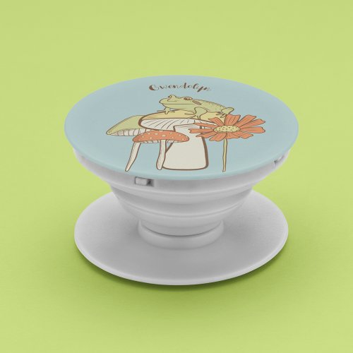 Cute Frog and Mushrooms Cottagecore Personalized PopSocket