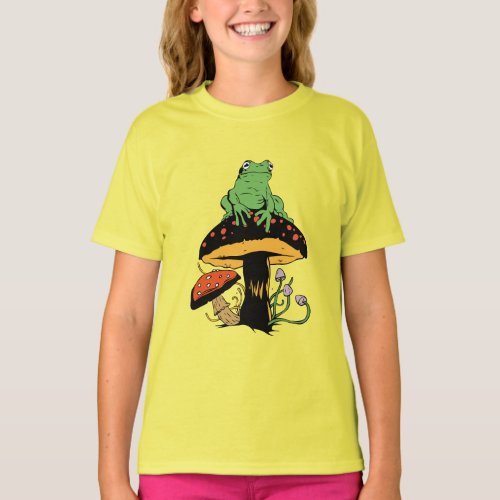 Cute Frog and Mushrooms T_Shirt