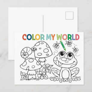 Cute Frog and Snail Coloring Page  Postcard