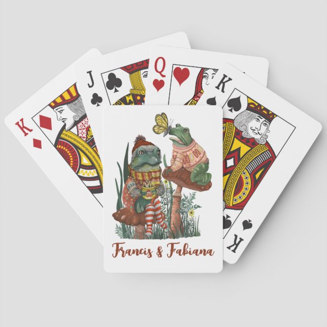 Cute Frog and Toad Merry Mushroom Christmas  Playi Poker Cards (Back)
