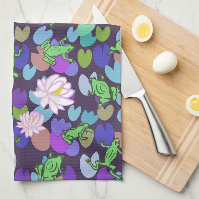 Cute frog art kitchen towel (Quarter Fold)