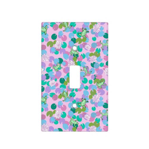 Cute frog art light switch cover pink background