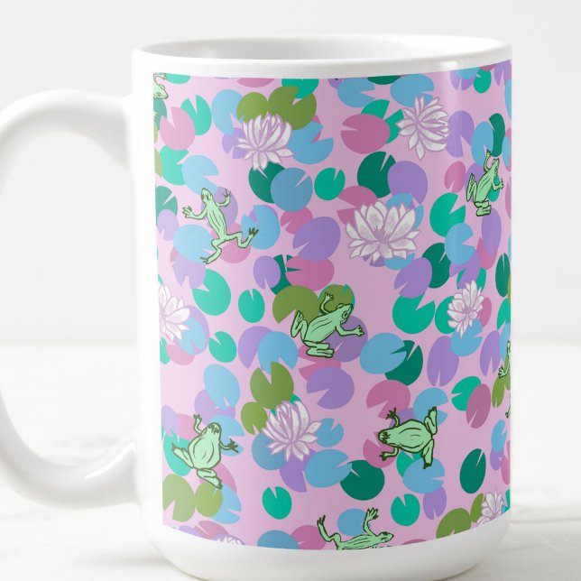 Cute frog art mug with pink background (Creator Uploaded)
