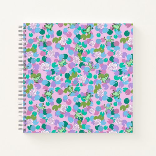 Cute frog art notebook with pink background