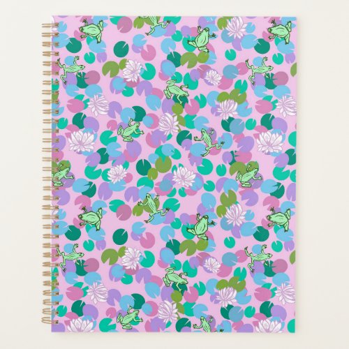 Cute frog art planner with pink background