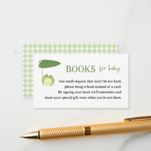 Cute Frog Baby Shower Bring a Book Request  Enclosure Card