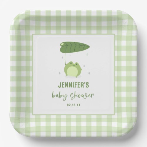 Cute Frog Baby Shower Paper Plates