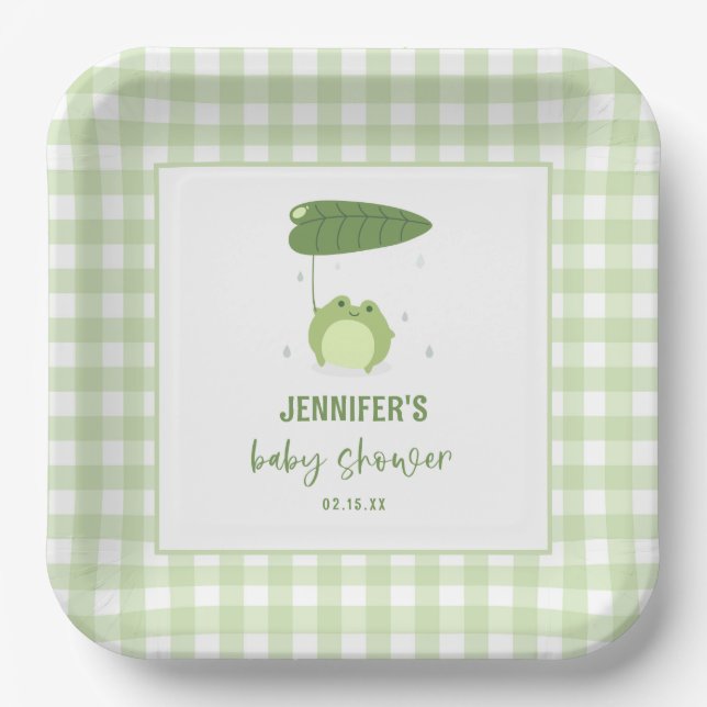 Cute Frog Baby Shower Paper Plates (Front)